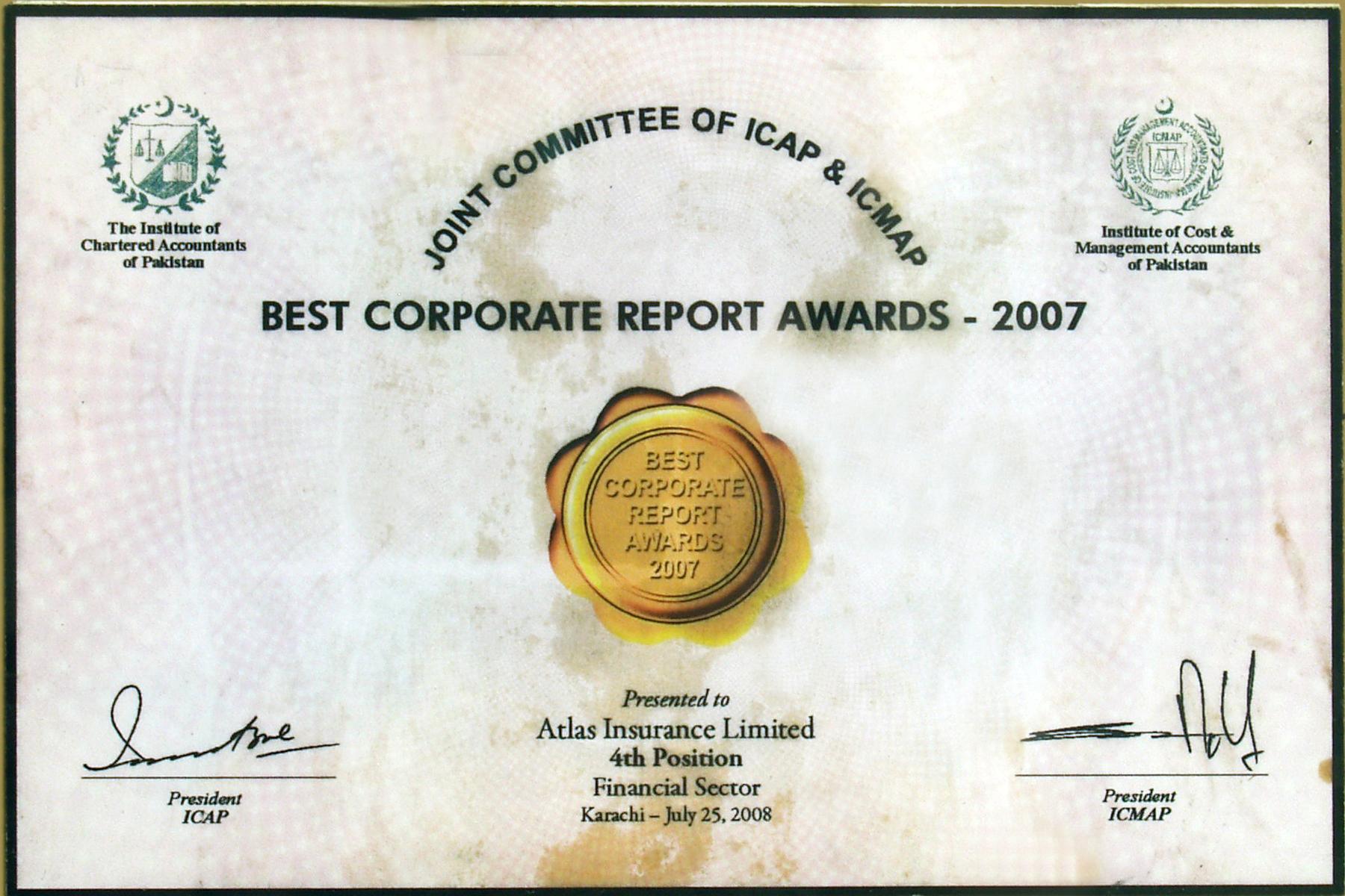 ICAP-ICMAP Best Corporate Report Award 2007