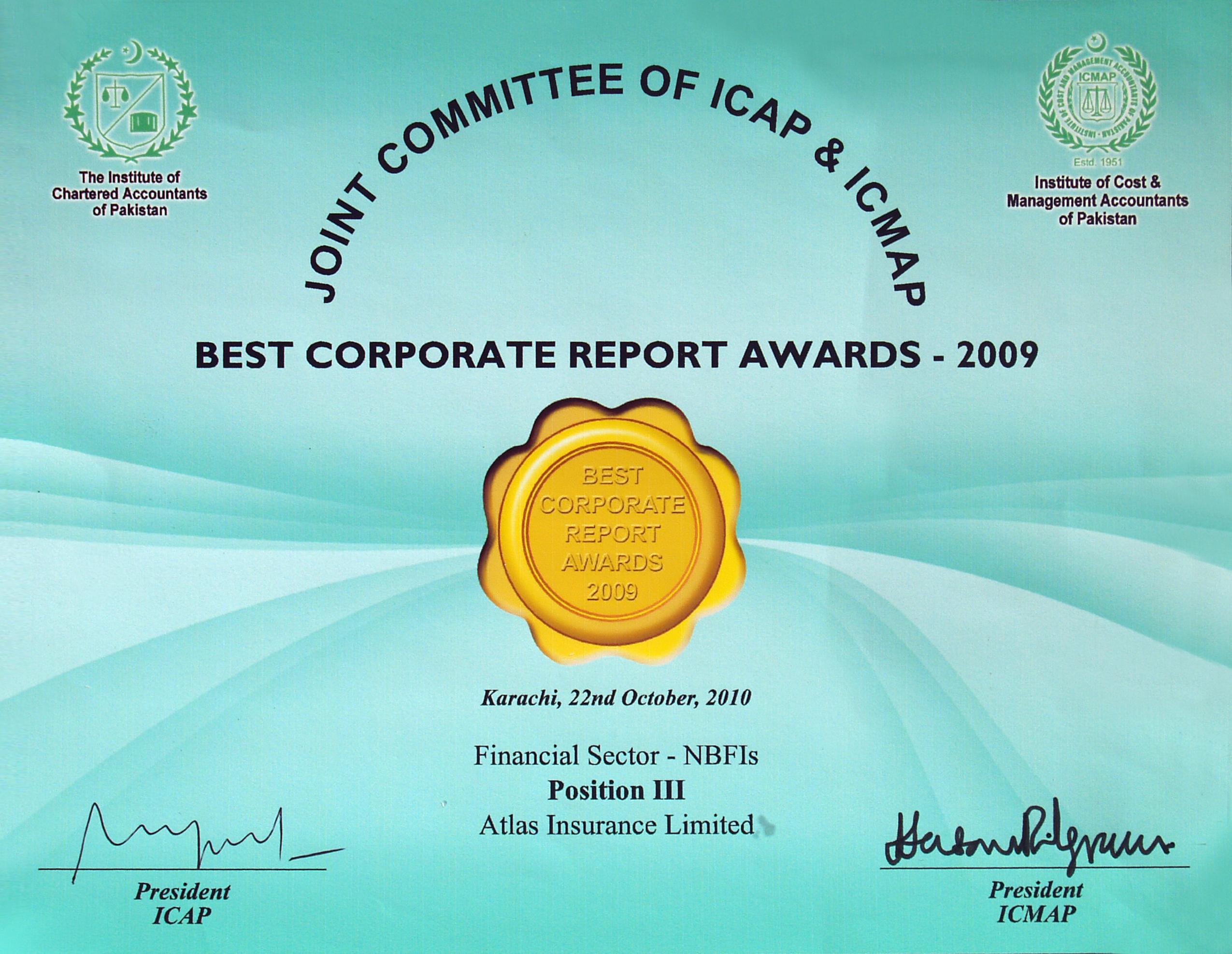 ICAP-ICMAP Best Corporate Report Award 2009